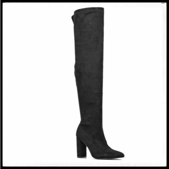 NWT New York & Company Faux Suede Tall Heeled Monia Boot - Picture 1 of 13